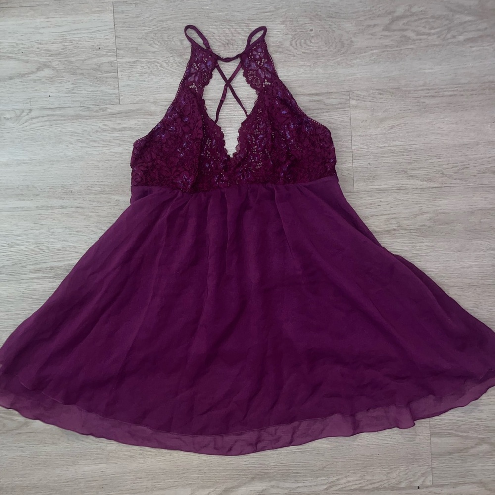 Soma Purple Lace Lingerie Night Gown Medium